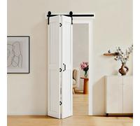 VEVOR Porte Coulissante Intérieure 91,4x213,4 cm, Porte de Grange Pliante en MDF Quincaillerie Incluse, pour Séparation de Pièce Chambre Salon Placard, Compacte, Cadre en H, Assemblage Requis, Blanche