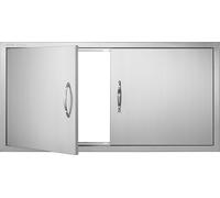 VEVOR Porte d'accès au barbecue, 1067 x 534 mm, Double porte de cuisine extérieure, Porte en acier inoxydable montée à fleur, Porte murale verticale avec poignées, pour îlot de barbecue, station de ba