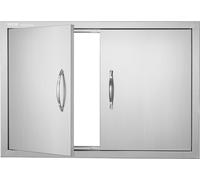 VEVOR Porte d'accès au barbecue, 774 x 533 mm, Double porte de cuisine extérieure, Porte en acier inoxydable montée à fleur, Porte murale verticale avec poignées, pour îlot de barbecue, station de bar
