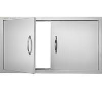 VEVOR Porte d'accès au barbecue, 863 x 482 x 46 mm, Double porte de cuisine extérieure, Porte en acier inoxydable montée à fleur, Porte murale verticale avec poignées, pour îlot de barbecue, station d