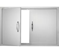 VEVOR Porte d'accès au barbecue, 889 x 610 mm, Double porte de cuisine extérieure, Porte en acier inoxydable montée à fleur, Porte murale verticale avec poignées, pour îlot de barbecue, station de bar
