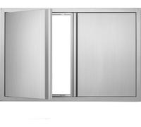 VEVOR Porte d'accès au barbecue, 914 x 610 mm, Double porte de cuisine extérieure, Porte en acier inoxydable montée à fleur, Porte murale verticale avec poignées escamotables, pour îlot de barbecue, s