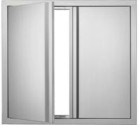 VEVOR Porte d'accès au gril, 660 x 610 mm, Double porte de cuisine extérieure, Porte en acier inoxydable montée à fleur, Porte murale verticale avec poignées escamotables, pour îlot de gril, station d