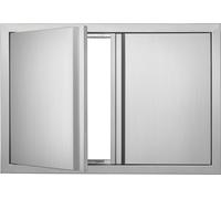 VEVOR Porte d'accès au gril, 710 x 482 mm, Double porte de cuisine extérieure, Porte en acier inoxydable montée à fleur, Porte murale verticale avec poignées escamotables, pour îlot de gril, station d
