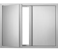 VEVOR Porte d'accès au gril, 787 x 609 mm, Double porte de cuisine extérieure, Porte en acier inoxydable montée à fleur, Porte murale verticale avec poignées escamotables, pour îlot de gril, station d