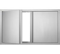 VEVOR Porte d'accès au gril, 914 x 534 mm, Double porte de cuisine extérieure, Porte en acier inoxydable montée à fleur, Porte murale verticale avec poignées escamotables, pour îlot de gril, station d