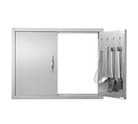 VEVOR Porte d'Accès pour Barbecue, Double Porte de Cuisine Extérieure 78,7x60,9 cm, Porte Encastrée en Acier Inoxydable avec Poignées et crochets, pour Îlot de Barbecue, Station de Grillades