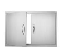 VEVOR Porte d'Accès pour Barbecue, Double Porte de Cuisine Extérieure 838x558x46 mm, Porte Encastrée en Acier Inoxydable, avec Poignées, pour Îlot de Barbecue, Placard Extérieure, Jardin, Argenté