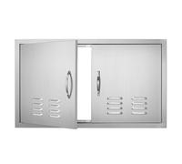 VEVOR Porte d'Accès pour Barbecue, Double Porte de Cuisine Extérieure 91,4x53,4 cm, Porte Encastrée en Inox, avec Poignée et Aérations, pour Îlot de Barbecue, Station de Grillades, Placard Extérieure