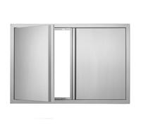 VEVOR Porte d'Accès pour Barbecue, Double Porte de Cuisine Extérieure 914x610x45 mm, Porte Encastrée en Inox, avec Poignée Encastrée, pour Îlot de Barbecue, Station de Grillades, Placard Extérieure