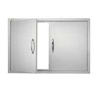 VEVOR Porte d'Accès pour Barbecue, Double Porte de Cuisine Extérieure de 88,9x61 cm, Porte Encastrée en Acier Inoxydable, avec Poignée, pour Îlot de Barbecue, Station de Grillades, Placard Extérieure