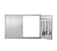 VEVOR Porte d'Accès pour Barbecue, Double Porte de Cuisine Extérieure de 99x66 cm, Porte Encastrée en Inox, avec Poignée et Crochets, pour Îlot de Barbecue, Station de Grillades, Placard Extérieure