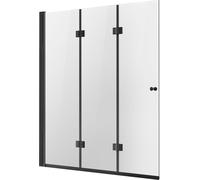 VEVOR Porte de baignoire-douche sans cadre 1295x1422 mm, pare-baignoire à charnière 3 volets pliable avec porte en verre trempé de 6 mm, conception rotative et pliable à 180°, pour salle de bain, noir