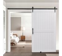 VEVOR Porte de grange coulissante, 1219 x 2134 mm, panneau MDF, kit de porte coulissante avec kit quincaillerie, surface en PVC imperméable, facile à installer, cadre en H, pour salon et salle de bain