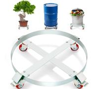 VEVOR Porte-Fût 250 L Chariot à Baril Capacité de Charge 454 kg Plateau Roulant avec 4 Roulettes Pivotantes Cadre Acier Socle Rouleur Outil pour Manutention Fûts Tambours Bidons Huile Entrepôts Usines