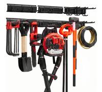 VEVOR Porte-Outils de Jardin Mural 1257,3 mm, Support Mural pour Outils, Capacité de Charge Totale 272 kg, avec 3 Rails et 9 Crochets Réglables, pour Pelles, Râteaux, Balais, Garage et Abri de Jardin