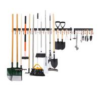 VEVOR Porte-Outils de Jardin Mural 1727,2 mm Support Mural Outils 204 kg | pour Rangement Pelles, Balais, Garage et Abri de Jardin, avec 4 Rails, 24 Crochets en L Fixes et 20 Crochets en S Réglables