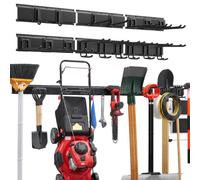 VEVOR Porte-Outils de Jardin Mural 2514,6 mm Support Mural Outils 544 kg | pour Rangement Pelles, Râteaux, Balais, Garage et Abri de Jardin, 6 Rails et 16 Crochets Réglables, Revêtement Anti-Rayures