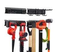 VEVOR Porte-Outils de Jardin Mural 838,2 mm Support Mural Outils 181 kg | pour Rangement Pelles, Râteaux, Balais, Garage et Abri de Jardin, 2 Rails et 5 Crochets Réglables, Revêtement Anti-Rayures
