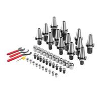 VEVOR Porte-pinces de Serrage CAT40 ER16/32, 35PCS, SLN FMB ER16/32 APU, Porte-outil Mandrin à Pince Acier à Ressort avec 10 Goujons de Traction 3 Clés pour Fraiseuse, Perceuses à Colonne, Aléseuse