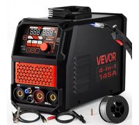 VEVOR Poste à Souder MIG 145 A 4-en-1 Gaz/Fil Fourré sans Gaz/Lift TIG/MMA pour Métallerie DIY, Machine Soudage Synergique Multi-Procédés 220 V, avec Modes 2T/4T, Onduleur IGBT, Affichage Numérique