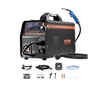 VEVOR Poste à Souder MIG, 160 A, Machine de Soudage Synergique Soudeuse Portable Multi-processus MIG sans Gaz au Gaz MMA Lift TIG 4 en 1 Soudeur Puissant avec Technologie Onduleur IGBT, Écran LCD