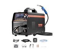 VEVOR Poste à Souder MIG, 160 A, Machine de Soudage Synergique Soudeuse Portable Multi-processus MIG sans Gaz au Gaz MMA Lift TIG 4 en 1 Soudeur Puissant avec Technologie Onduleur IGBT, Écran LCD
