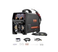 VEVOR Poste à Souder MIG, 200 A, Machine de Soudage Synergique Soudeuse Portable MIG sans Gaz au Gaz MMA Lift MIG PLUSE 5 en 1, avec Technologie Onduleur IGBT, Écran LCD, Torche Lift TIG Non Incluse