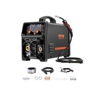 VEVOR Poste à Souder MIG, 200 A, Machine de Soudage Synergique Soudeuse Portable MIG sans Gaz au Gaz MMA Lift MIG PLUSE 5 en 1, avec Technologie Onduleur IGBT, Écran LCD, Torche Lift TIG Non Incluse