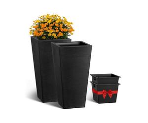 VEVOR Pot de Fleurs, Lot de 2, Grande Jardinière Plantes 570 mm, Design Moderne, Système de Drainage Efficace Intégré, avec Bac Plantation, pour Jardinage de Porche, Patio, Extérieur, Intérieur, Noir