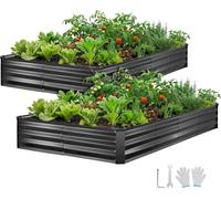 VEVOR Potager surélevé en métal, lot de 2, 244 x 122 x 30 cm, potager rectangulaire, ensemble de bacs à fleurs pour l'extérieur, potager avec gants, parterre de fleurs, bac à fleurs et légumes