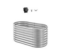 VEVOR Potager Surélevé Métal 120x60x60 cm Carré Potager Surélevé Galvanisé Lit de Jardin Ovale Bac de Jardinage Fond Ouvert pour Culture de Légumes Fleurs Herbes Aromatiques Plantes Grasses, Argenté