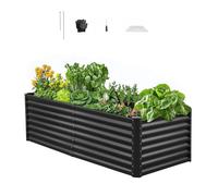 VEVOR Jardinière 1800x895x600 mm Lit de Jardin Surélevé Métal Galvanisé Bac de Plantation Fond Ouvert pour Cultiver Fleurs Herbes Plantes Succulentes dans Jardin Terrasse Patio Balcon, Gris Foncé