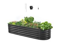 VEVOR Potager Surélevé Métal 200x60x42 cm Carré Potager Surélevé Galvalume Lit de Jardin Ovale Bac de Jardinage Fond Ouvert pour Culture Légumes Fleurs Herbes Aromatiques Plantes Grasses, Gris Foncé