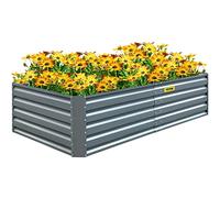 VEVOR Potager Surélevé Métal 203,2x101,6x47 cm Carré Potager Surélevé en Galvalume Lit de Jardin Fond Ouvert Bac de Jardinage pour Culture de Légumes Fleurs Herbes Aromatiques Plantes Grasses, Gris