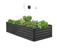 VEVOR Potager Surélevé Métal 203,2x101,6x47 cm Carré Potager Surélevé en Galvalume Lit de Jardin Fond Ouvert Bac de Jardinage pour Culture de Légumes Fleurs Herbes Aromatiques Plantes Grasses, Gris