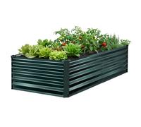 VEVOR Potager Surélevé Métal 203x102x46 cm Carré Potager Surélevé Rectangulaire Lit de Jardin pour Extérieur Culture de Légumes et Fleurs, Fond Ouvert, Galvanisé Aluminium-zinc, avec Gants, Vert Foncé