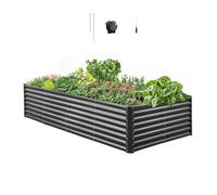 VEVOR Potager Surélevé Métal 240x120x60 cm Carré Potager Surélevé Galvanisé Lit de Jardin Fond Ouvert Bac de Jardinage pour Culture de Légumes Fleurs Herbes Aromatiques Plantes Grasses, Gris Foncé