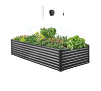 VEVOR Potager Surélevé Métal 240x120x60 cm Carré Potager Surélevé Galvanisé Lit de Jardin Fond Ouvert Bac de Jardinage pour Culture de Légumes Fleurs Herbes Aromatiques Plantes Grasses, Gris Foncé