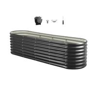 VEVOR Potager Surélevé Métal 240x60x60 cm Carré Potager Surélevé Galvanisé Lit de Jardin Ovale Bac de Jardinage Fond Ouvert pour Culture Légumes Fleurs Herbes Aromatiques Plantes Grasses, Gris Foncé