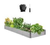 VEVOR Potager Surélevé Métal 360x120x29 cm Carré Potager Surélevé en Galvalume Lit de Jardin Fond Ouvert Bac de Jardinage pour Culture de Légumes, Fleurs, Herbes Aromatiques, Plantes Grasses, Gris