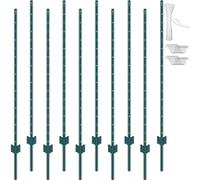 VEVOR Poteau de Clôture en Métal 152,4 cm, Lot de 10, Piquets de Clôture en Acier au Carbone Robuste, Poteaux Métalliques pour Jardin, Pelouse, Fermes, Clôtures Extérieures, Potagers, Routes, Vert