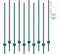 VEVOR Poteau de Clôture en Métal 152,4 cm, Lot de 10, Piquets de Clôture en Acier au Carbone Robuste, Poteaux Métalliques pour Jardin, Pelouse, Fermes, Clôtures Extérieures, Potagers, Routes, Vert