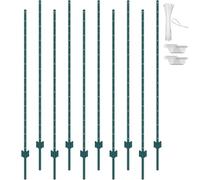 VEVOR Poteau de Clôture en Métal 182,88 cm, Lot de 10, Piquets de Clôture en Acier au Carbone Robuste, Poteaux Métalliques pour Jardin, Pelouse, Fermes, Clôtures Extérieures, Potagers, Routes, Vert