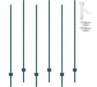 Lot de 6 Poteaux de Clôture Métal Poteaux en T Piquets Robustes Jardin Vert 182,88cm
