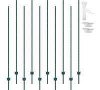 VEVOR Poteau de Clôture en Métal 213,36 cm, Lot de 10, Piquets de Clôture en Acier au Carbone Robuste, Poteaux Métalliques pour Jardin, Pelouse, Fermes, Clôtures Extérieures, Potagers, Routes, Vert