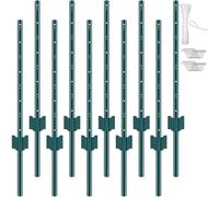 VEVOR Poteau de Clôture en Métal 91,44 cm, Lot de 10, Piquets de Clôture en Acier au Carbone Robuste, Poteaux Métalliques pour Jardin, Pelouse, Fermes, Clôtures Extérieures, Potagers, Routes, Vert