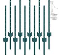 VEVOR Poteau de Clôture en Métal 91,44 cm, Lot de 10, Piquets de Clôture en Acier au Carbone Robuste, Poteaux Métalliques pour Jardin, Pelouse, Fermes, Clôtures Extérieures, Potagers, Routes, Vert