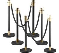 Poteau de Guidage Avec Corde Velours Noir 1500cm Pour Contrôle Foules 6PCS