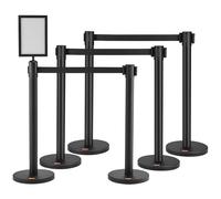 VEVOR Poteau de Guidage Barrière de Sécurité 6PCs avec Porte-affiche et 3 Cordes
